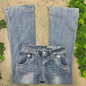 Y2K Flamingals Light Wash Wide Leg Flare Jeans